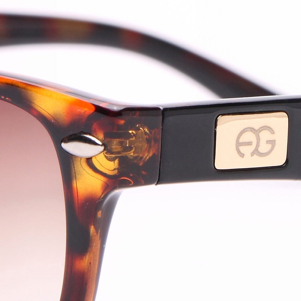 AG  Rectangular Frame Sunglasses w/ Gold Logo Accent - Brown Marble