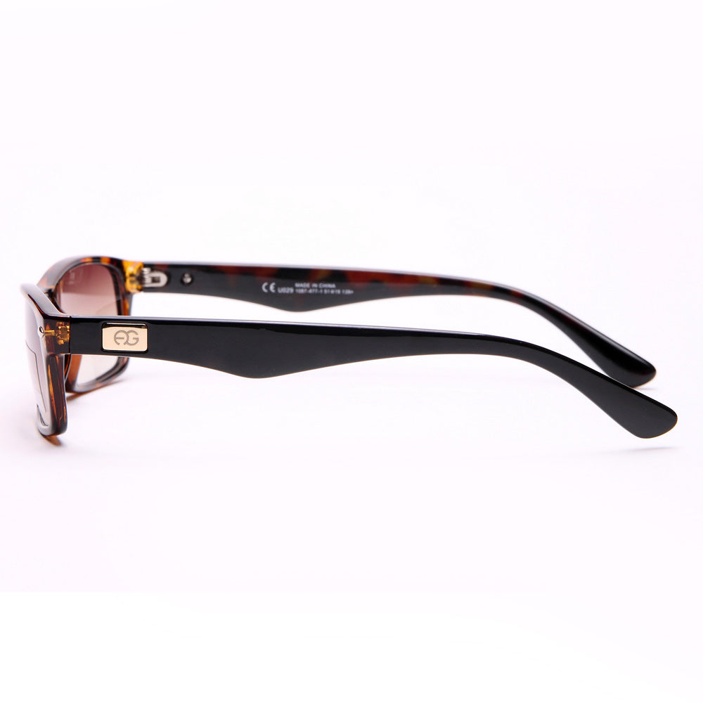 AG  Rectangular Frame Sunglasses w/ Gold Logo Accent - Brown Marble