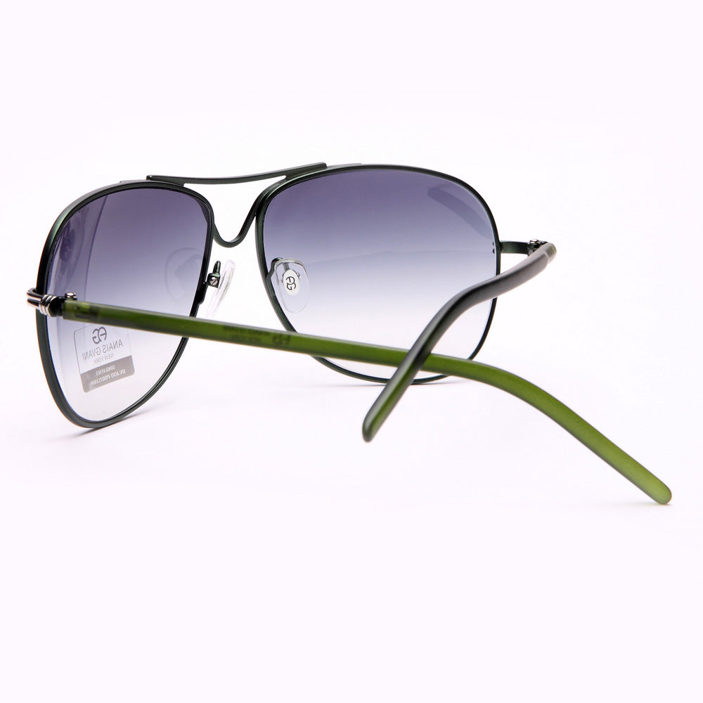 AG Classic Unisex Aviator Sunglasses - Dark Green/Lime Green