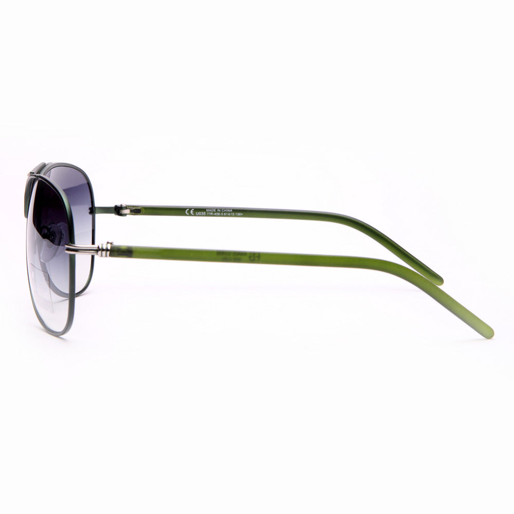 AG Classic Unisex Aviator Sunglasses - Dark Green/Lime Green