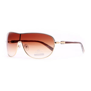 AG Shield Frame Fashion Sunglasses w/ Transparent Accented Sides - Coffee/Gold