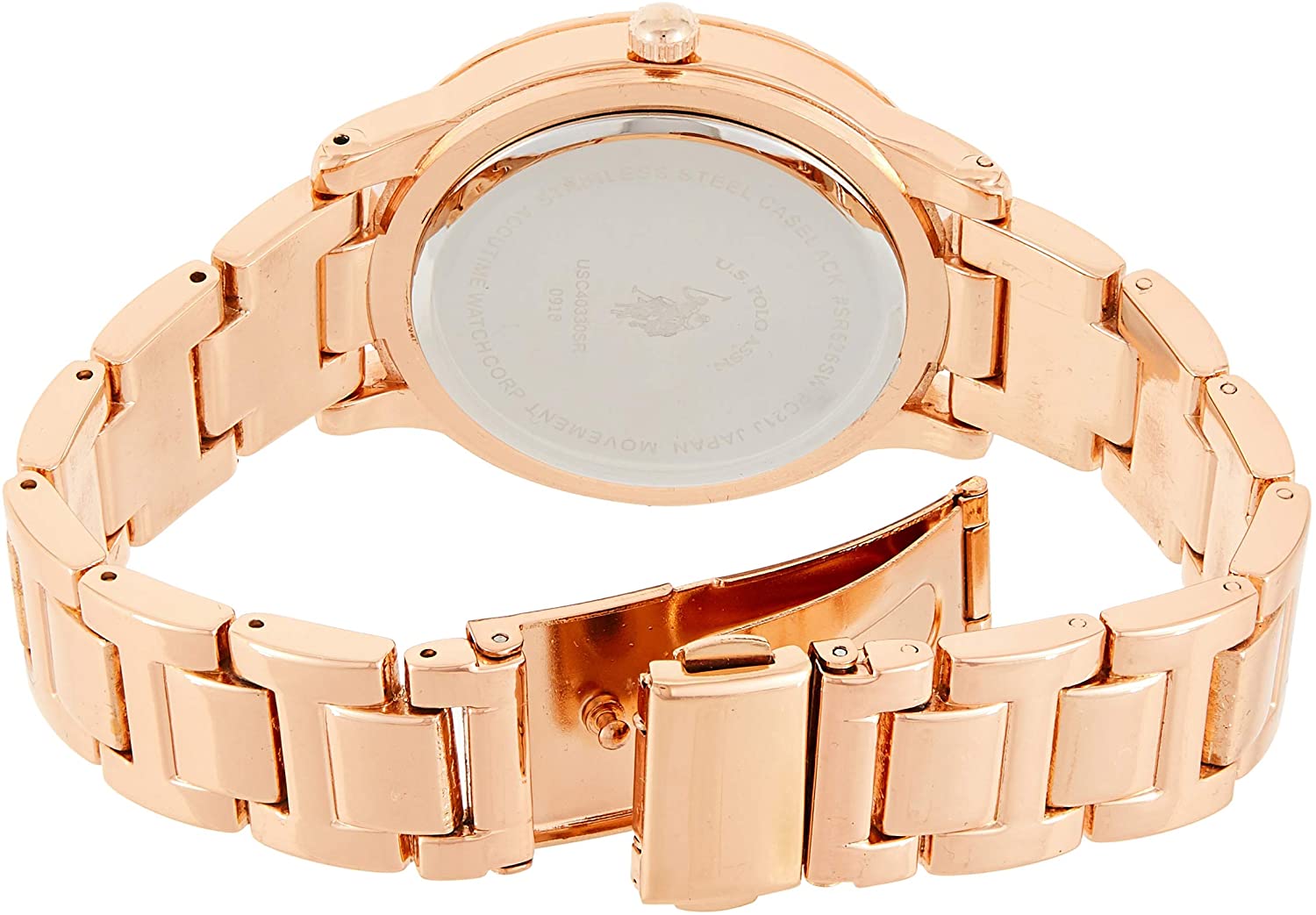 U.S. Polo Assn. Women's Quartz Watch with Alloy Strap, Gold, 16