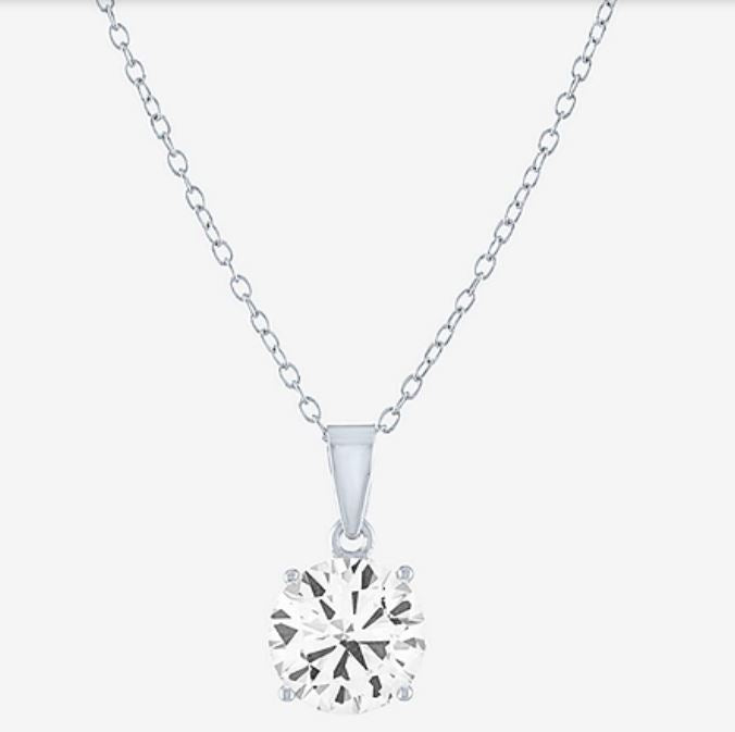 Limited Time Special! Womens Lab Created White Sapphire Sterling Silver Pendant Necklace