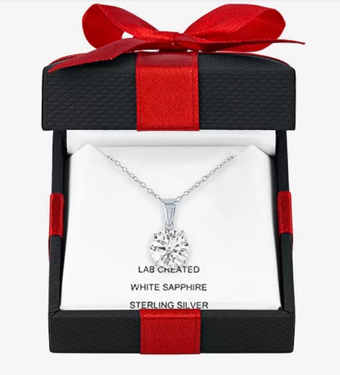 Limited Time Special! Womens Lab Created White Sapphire Sterling Silver Pendant Necklace