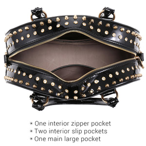 Dasein Patent Dome Zip Around Fashion Hand Bag