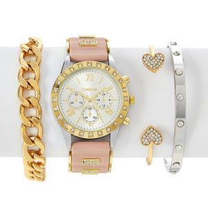 Bebe 4-piece Watch and Bracelet Set - Pink