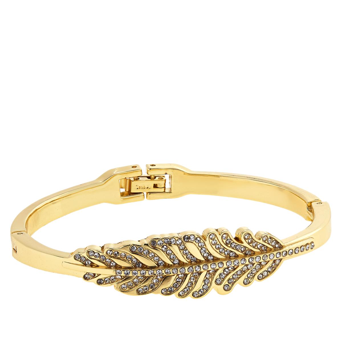 Jessica Simpson Crystal-Accented Watch and Feather Bangle Set - Gold