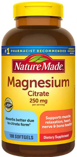 Nature Made Magnesium Citrate 250 mg., 180 Softgels