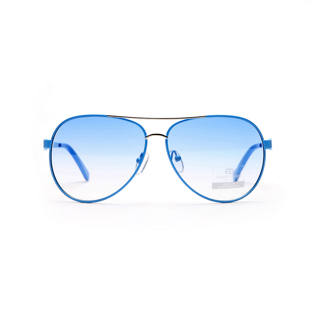 AG Women's Classic Aviator Sunglasses w/ Logo Accent on Side - Baby Blue