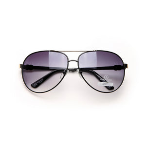 AG Women's Classic Aviator Sunglasses w/ Logo Accent on Side - Black